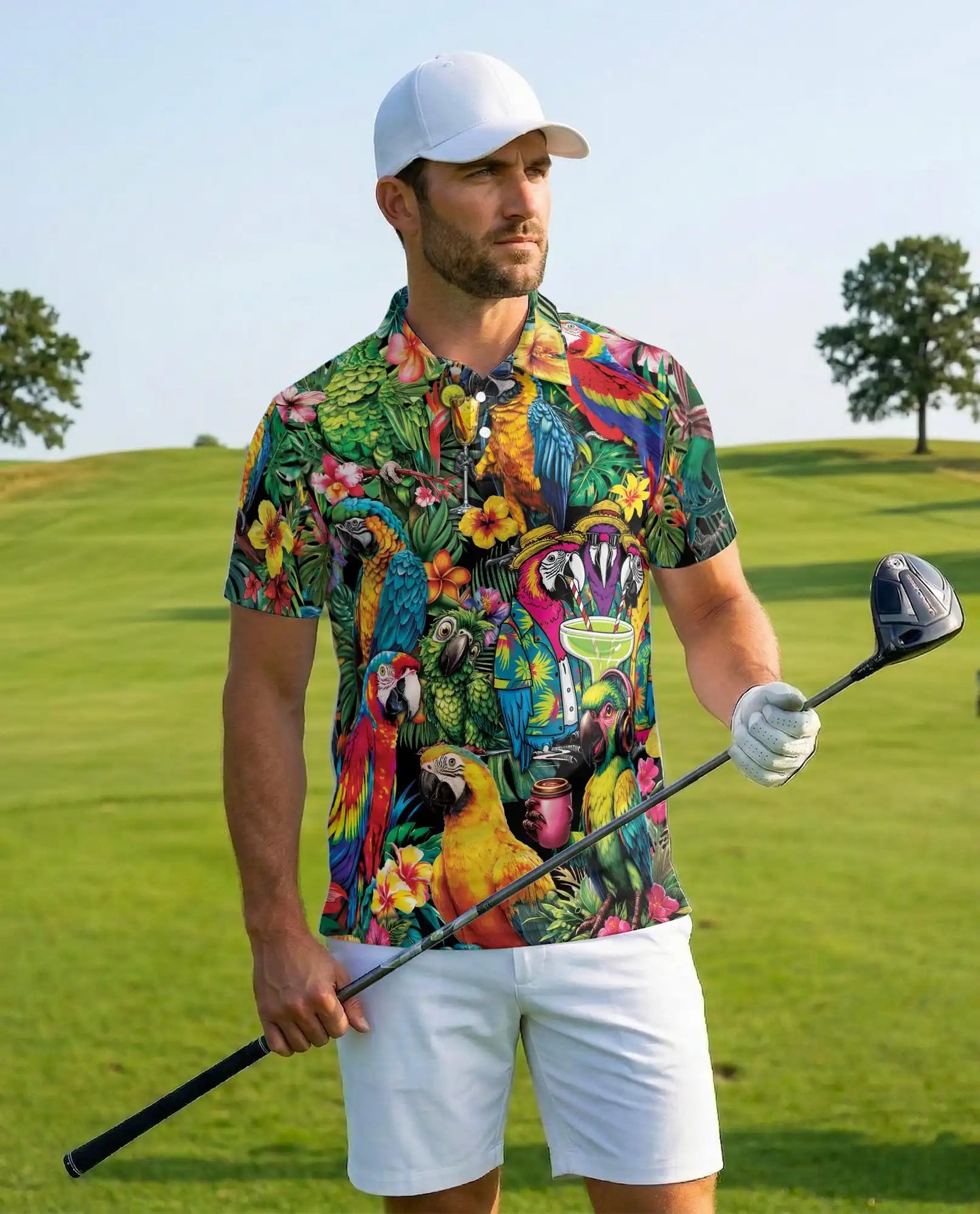 Tropical Parrot Polo Shirt – Colorful Island Style | Netecom