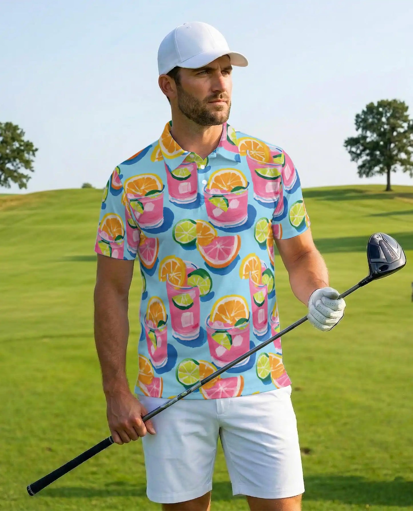 Citrus Cocktail Polo Shirt for Men – Summer Party Style | Netecom
