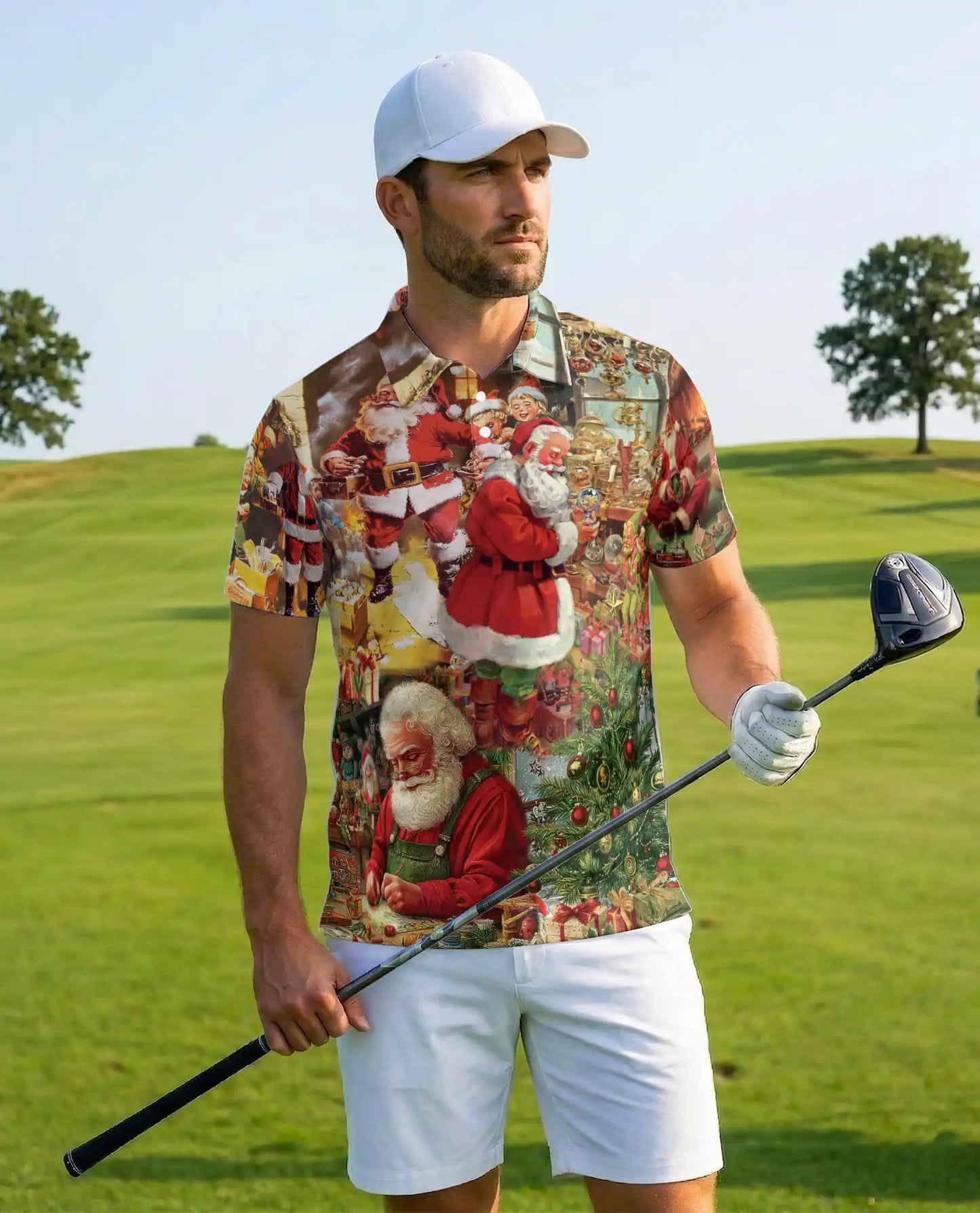 Vintage Santa Polo Shirt for Men – Christmas Holiday Style | Netecom