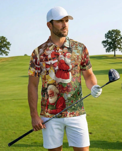 Vintage Santa Polo Shirt for Men – Christmas Holiday Style | Netecom