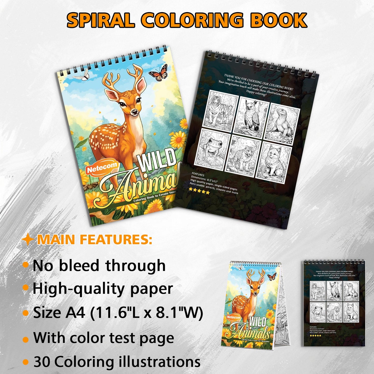 Wild Animals Spiral Bound Coloring Book, Majestic Wild Animals for a Safari Adventure, Ideal for Wildlife Enthusiasts and Nature Lovers