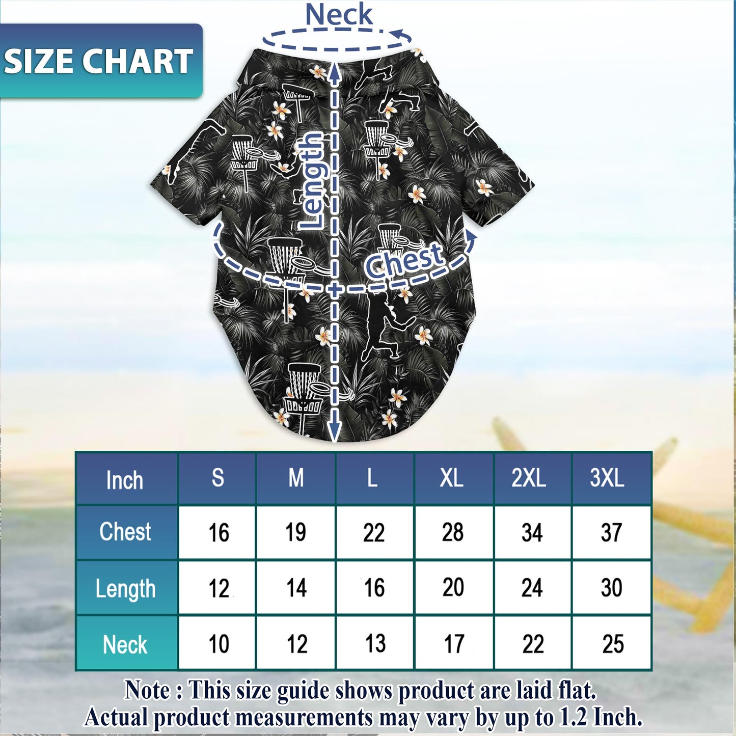 Netecom Matching Disc Golf Hawaiian Shirt for Dog and Owner, Tropical Flower Aloha Summer Shirt, Disc Golf Print Outfit for Pet and Human, Beach Vacation Casual Wear
