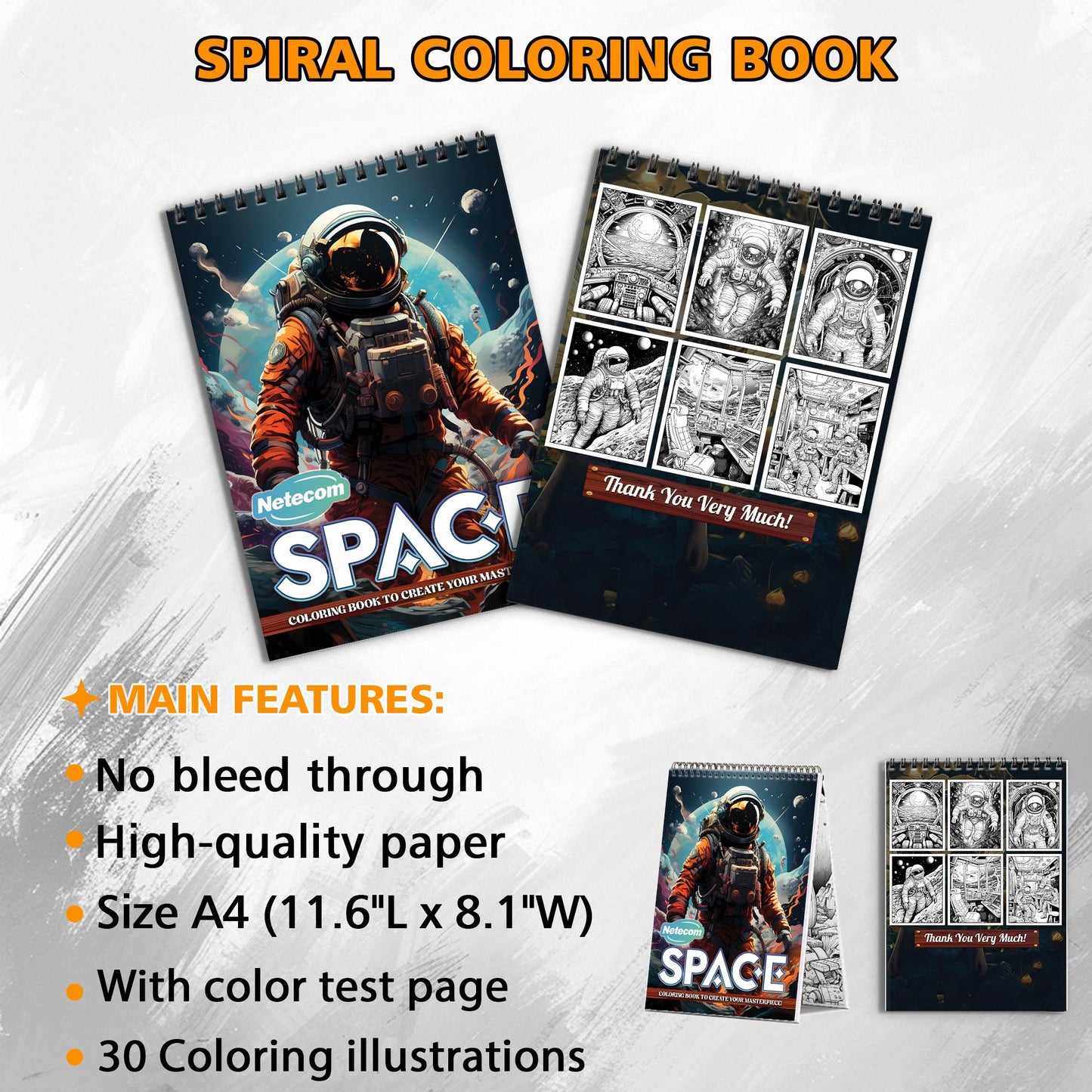 Space Spiral Bound Coloring Book, Cosmic Space Adventures for a Stellar Art Experience, Great for Space Enthusiasts and Sci-Fi Fans