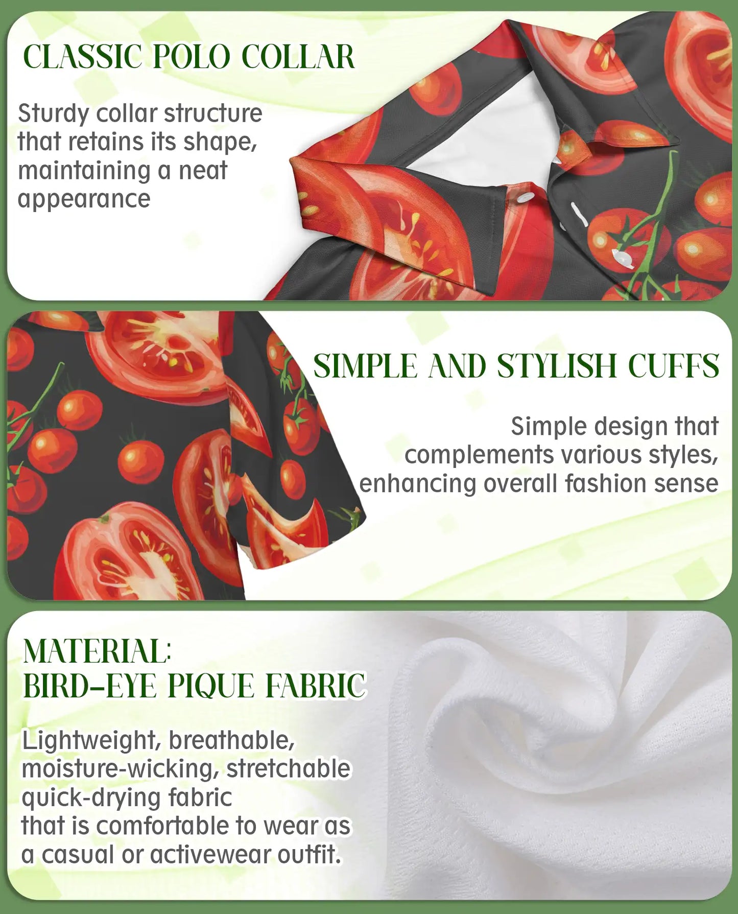 Tomato Slice 3D Polo Shirt for Men – Funny Food Lover Style | Netecom
