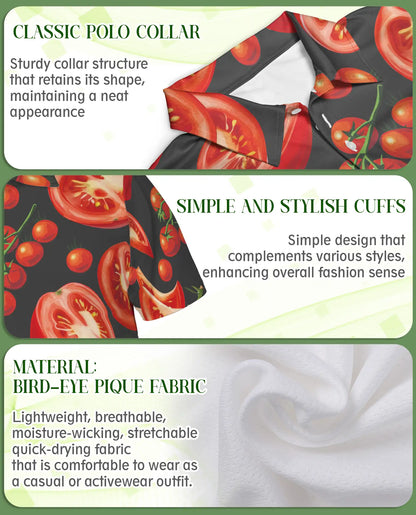 Tomato Slice 3D Polo Shirt for Men – Funny Food Lover Style | Netecom