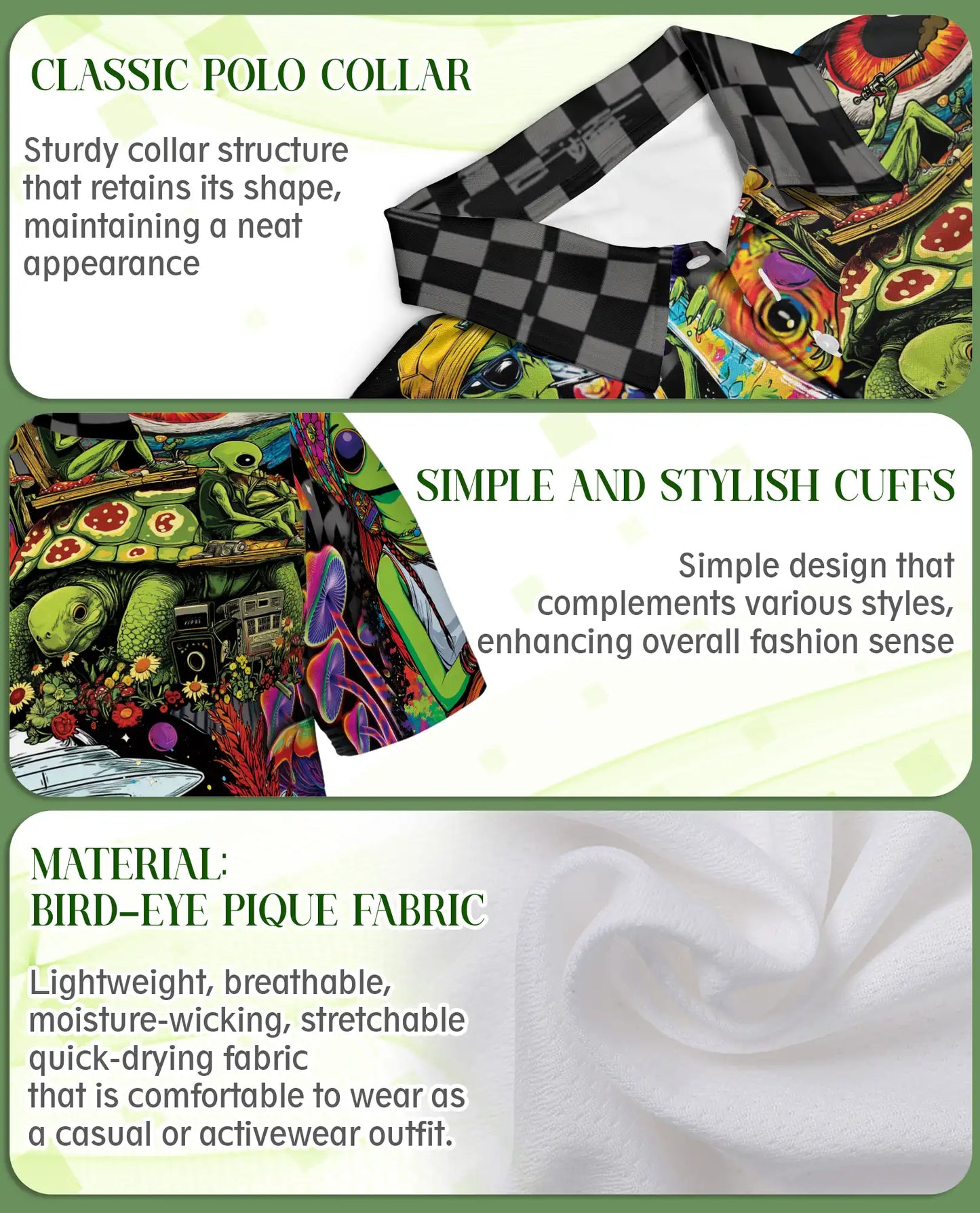 Psychedelic Alien Polo Shirt – Cosmic UFO Hippie Style | Netecom