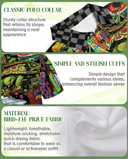Psychedelic Alien Polo Shirt – Cosmic UFO Hippie Style | Netecom