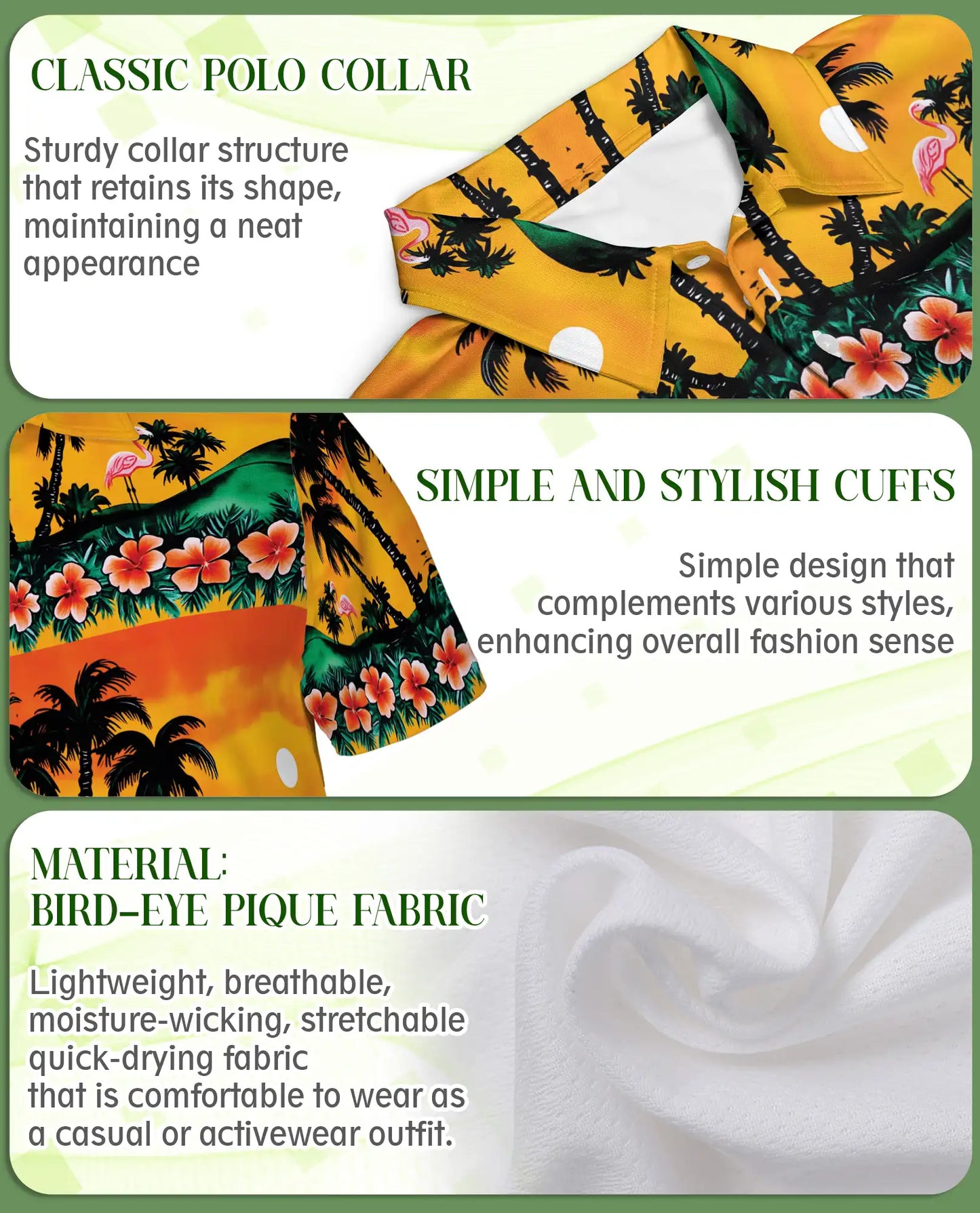 Tropical Sunset Polo Shirt – Palm Tree Flamingo Print | Netecom