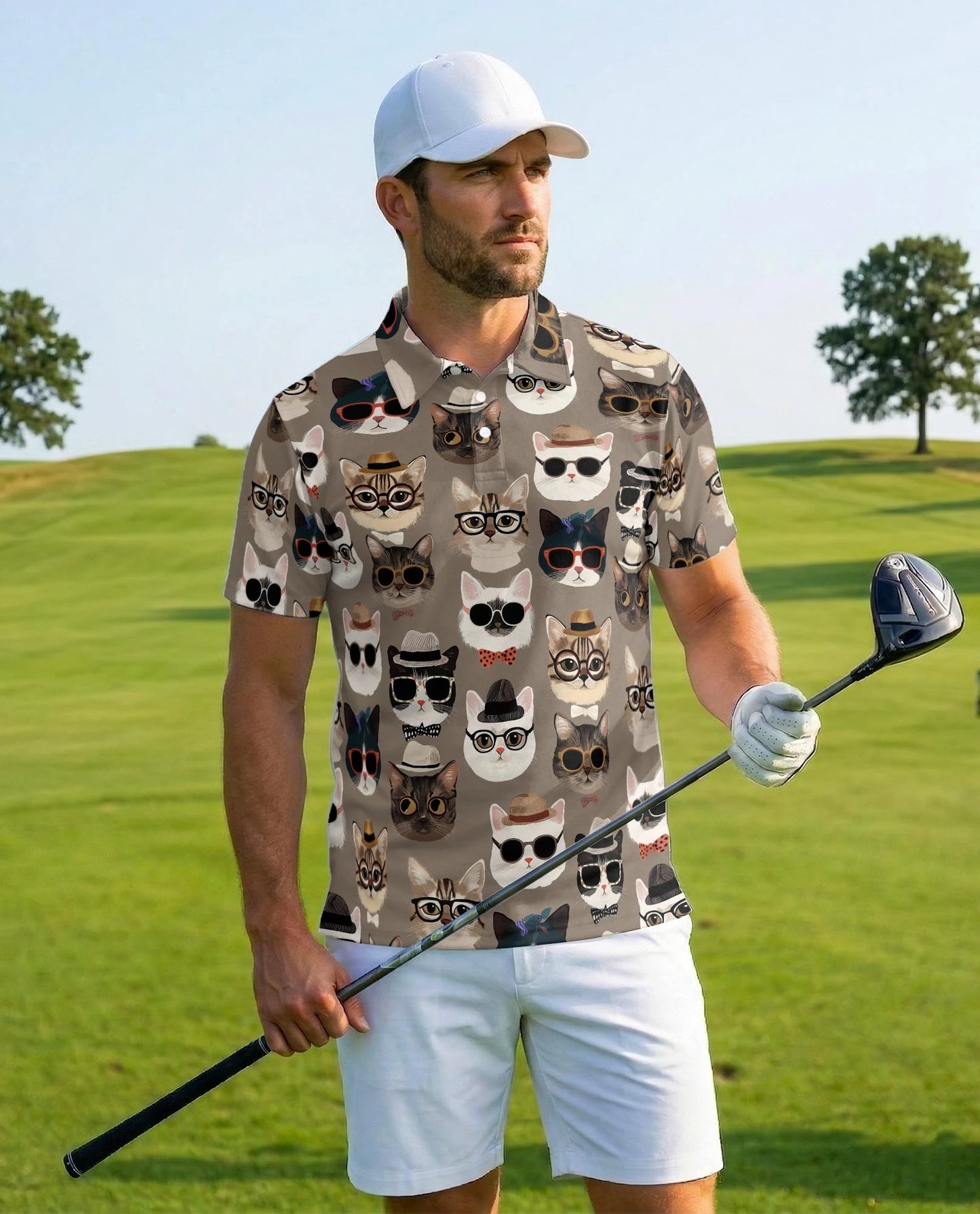 Fashion Cats Polo Shirt for Men – Stylish Feline Art Design | Netecom