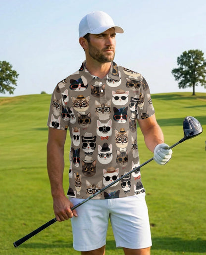 Fashion Cats Polo Shirt for Men – Stylish Feline Art Design | Netecom
