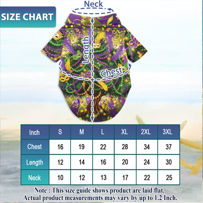 Netecom Matching Mardi Gras Tree Hawaiian Shirt for Dog and Owner, Festive Aloha Summer Shirt, Colorful Tree Print Button Down Outfit for Pet and Human, Beach Vacation Casual Wear
