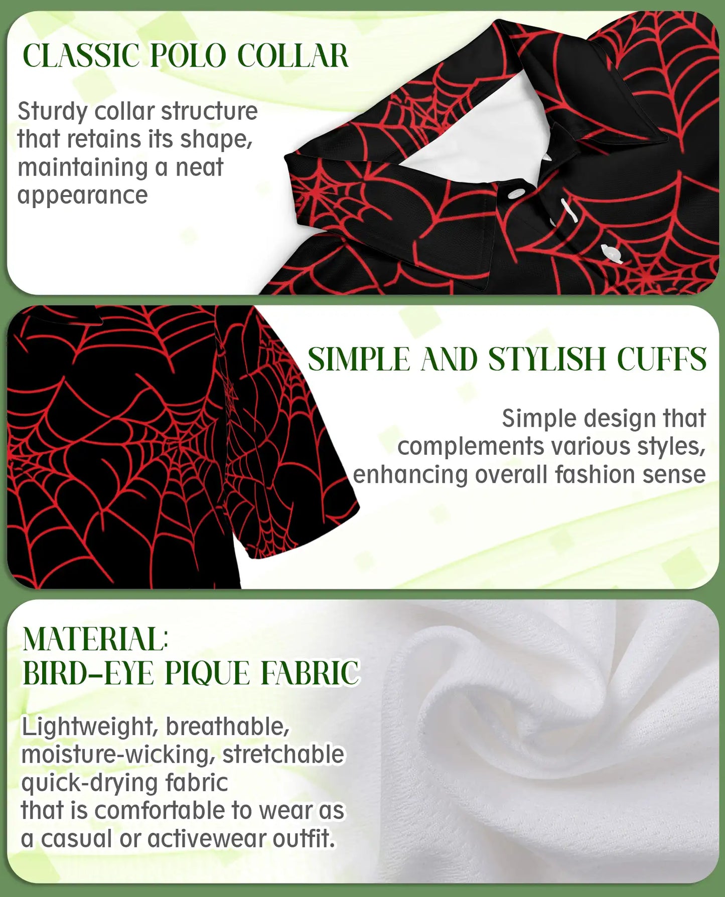 Spider Web Polo Shirt – Gothic Halloween Print | Netecom