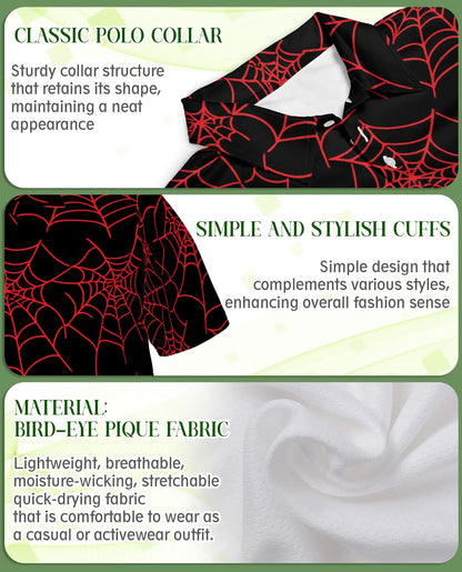 Spider Web Polo Shirt – Gothic Halloween Print | Netecom