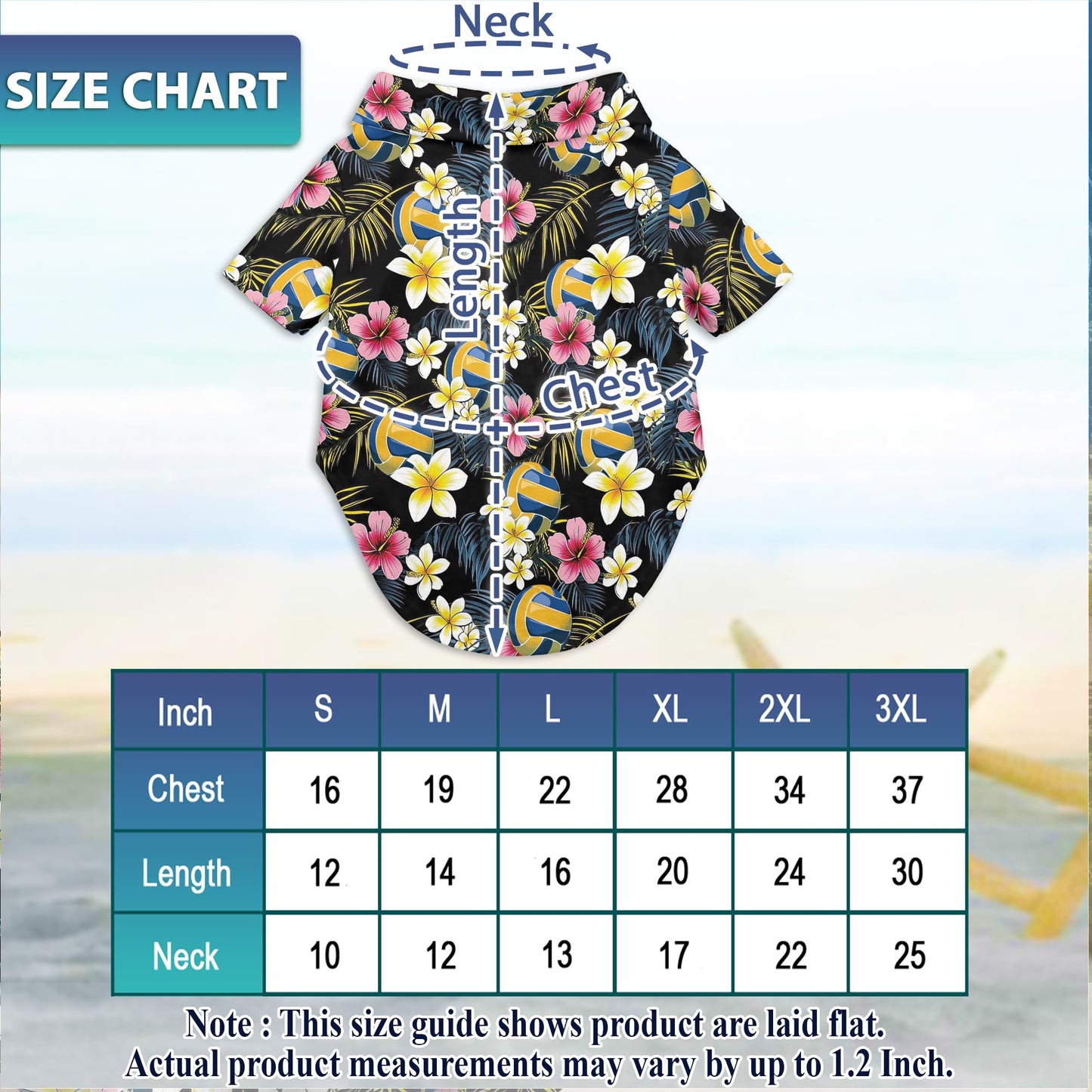 Netecom Matching Volleyball Flower Hawaiian Shirt for Dog and Owner, Aloha Summer Shirt, Volleyball Floral Print Outfit for Pet and Human, Beach Vacation Casual Wear