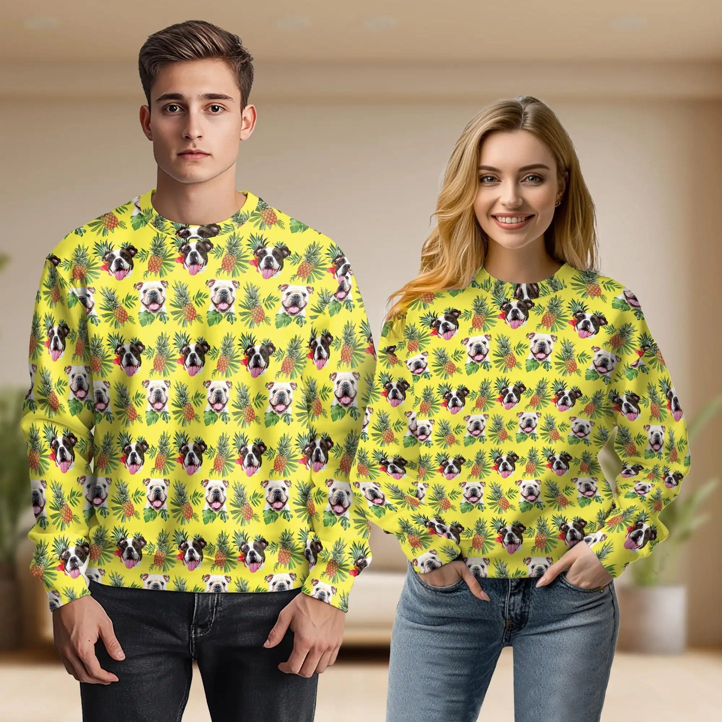 English Bulldog Sweatshirt, 3D All Over Print Dog Crewneck Pullover for Men Women, English Bulldog Lover Gift - Netecom