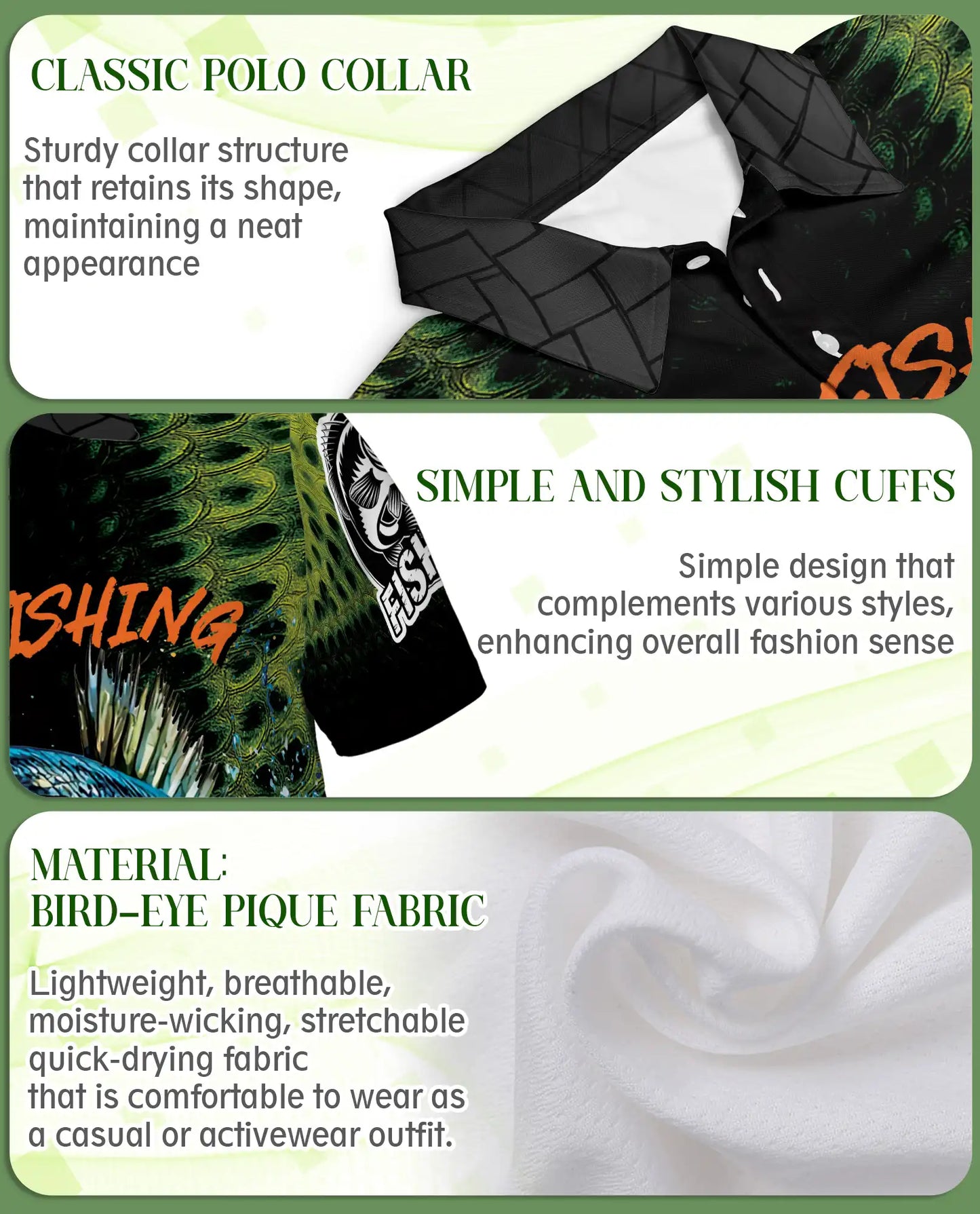 Bass Fishing 3D Polo Shirt for Men – Freshwater Angler Outdoor Style | Netecom
