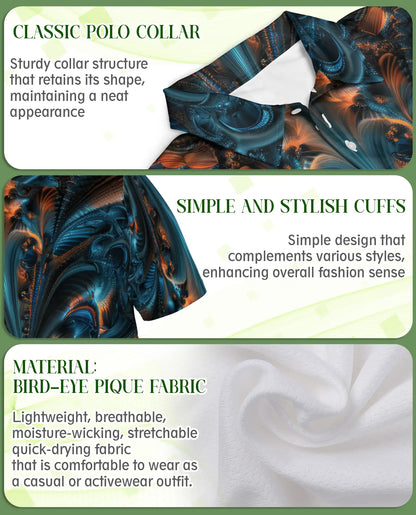 Abstract Fractal Art Polo Shirt for Men | Netecom