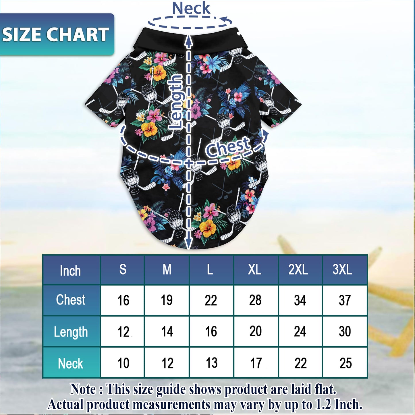 Netecom Matching Tropical Hockey Aloha Hawaiian Shirt for Dog and Owner, Aloha Summer Shirt, Sports Hockey Print Outfit for Pet and Human, Beach Vacation Casual Wear