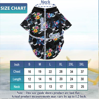 Netecom Matching Tropical Hockey Aloha Hawaiian Shirt for Dog and Owner, Aloha Summer Shirt, Sports Hockey Print Outfit for Pet and Human, Beach Vacation Casual Wear