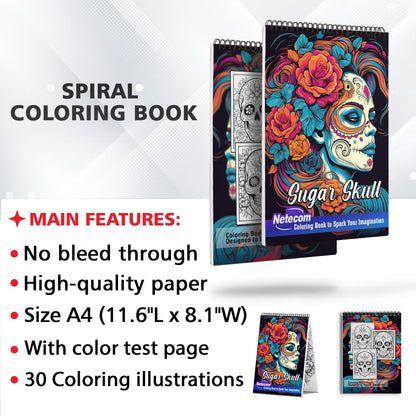 Sugar Skulls Spiral Bound Coloring Book, Celebrate the Vibrant Tradition with 30 Sugar Skulls Coloring Pages for Fans of Day of the Dead to Unleash Their Creative Expression