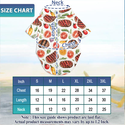 Netecom Matching BBQ Hawaiian Shirt for Dog and Owner, Aloha Summer Shirt, Barbecue Grill Print Outfit for Pet and Human, Beach Vacation Casual Wear
