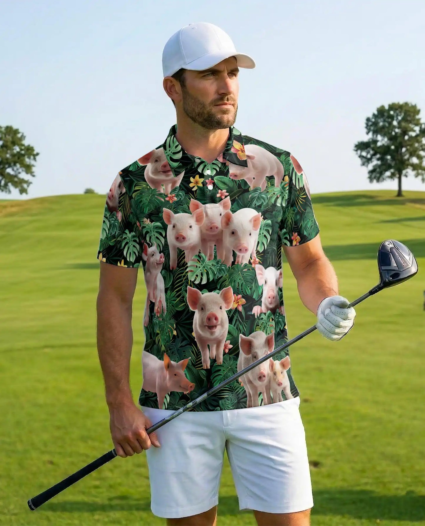 Tropical Pig Polo Shirt – Farm Animal Island Style | Netecom