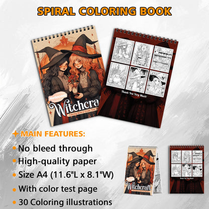 Witchcraft Spiral Bound Coloring Book, Spellbinding Witchcraft Scenes for a Mystical Adventure, Ideal for Fans of Magic and the Occult