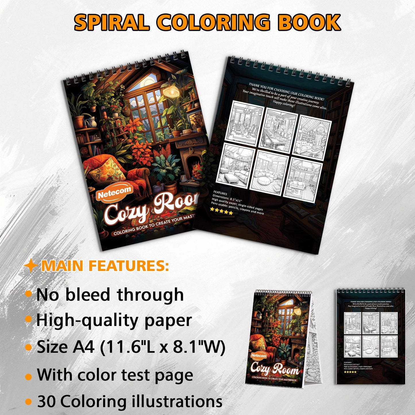 Cozy Room Spiral Bound Coloring Book, Inviting Cozy Rooms for a Warm and Homely Art Journey, Ideal for Interior Design Fans and Coziness Seekers