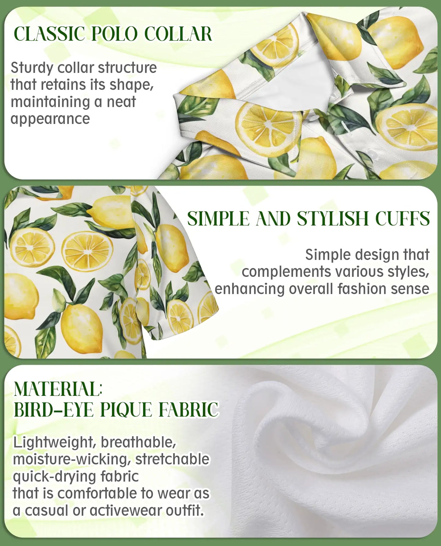 Lemon Print Polo Shirt – Fresh Citrus Pattern | Netecom