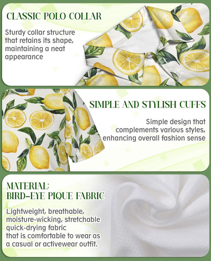 Lemon Print Polo Shirt – Fresh Citrus Pattern | Netecom