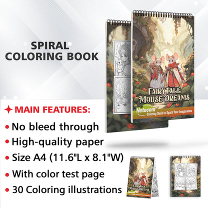 Fairytale Mouse Dreams Spiral Bound Coloring Book, Discover the Magic of Imagination through 30 Exquisitely Illustrated Coloring Pages of Fairytale Mouse Dreams.