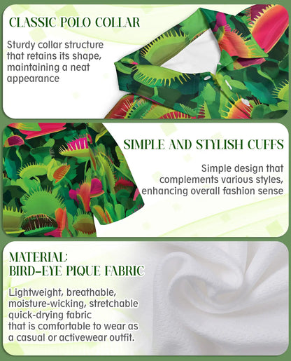 Venus Flytrap Tropical Botanical Polo Shirt Carnivorous Plant Pattern | Netecom
