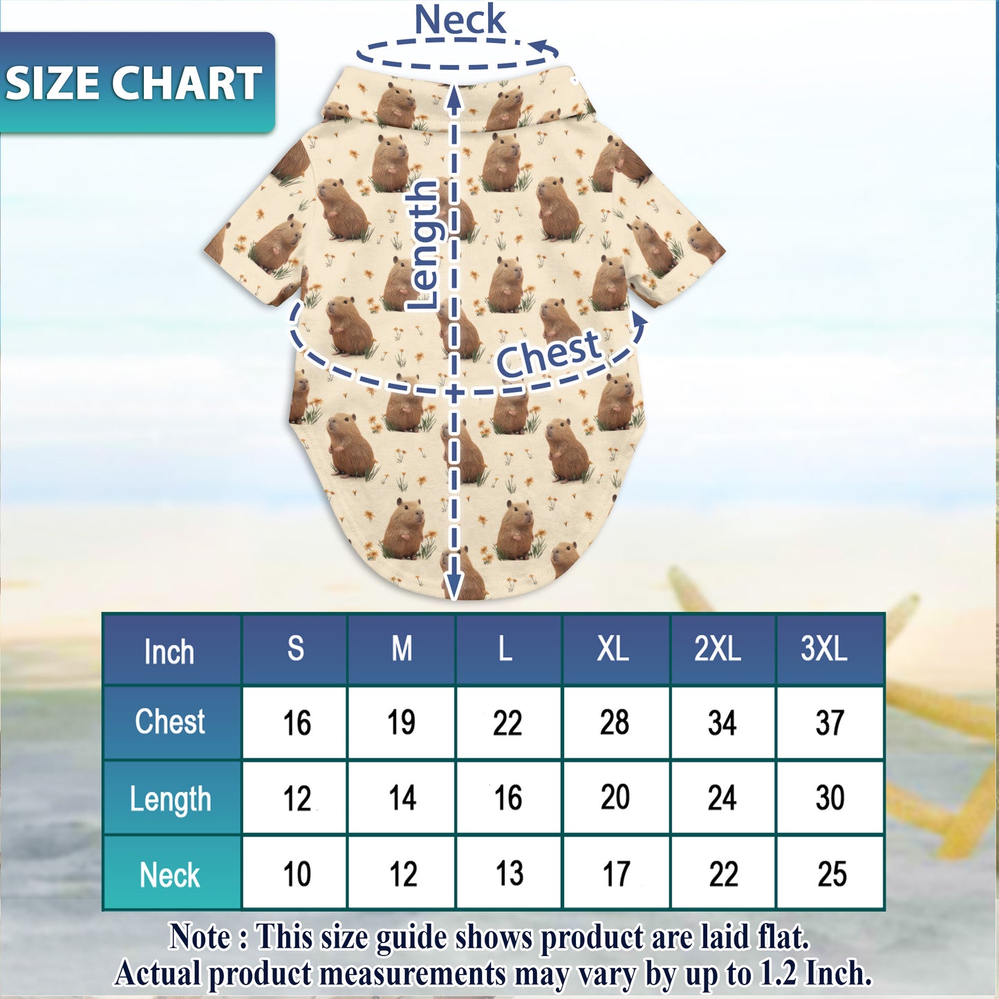 Netecom Matching Capybara Hawaiian Shirt for Dog and Owner, Aloha Summer Shirt, Capybara Print Button Down Outfit for Pet and Human, Beach Vacation Casual Wear
