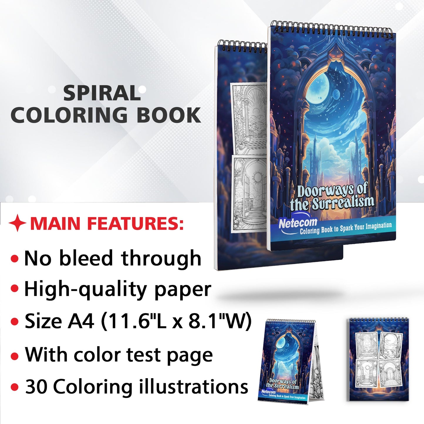 Doorways of the Surrealism Spiral Bound Coloring Book, Embark on a Journey with 30 Captivating Coloring Pages of Doorways of Surrealism, Where Artistry Flourishes.