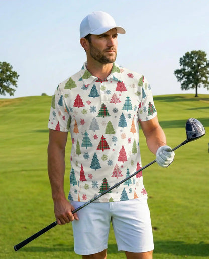 Plaid Christmas Tree Polo Shirt - Festive Holiday Style | Netecom