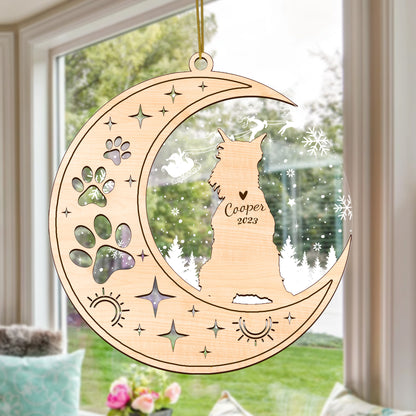 Netecom Schnauzer Dog Memorial Suncatcher, Personalized Schnauzer Christmas Ornament with Date Name, Bereavement Gifts for Loss of Pet, Dog Death Sympathy Gifts Pet Loss Sun Catchers, Dog Grief Gift