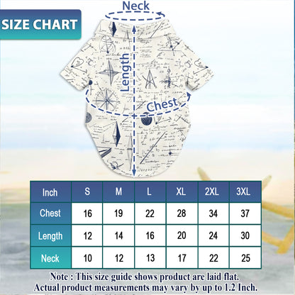 Netecom Matching Math Teacher Aloha Hawaiian Shirt for Dog and Owner, B&W Pattern Summer Shirt, Coordinated Button Down Wear for Pet and Human, Casual School Season Outfit