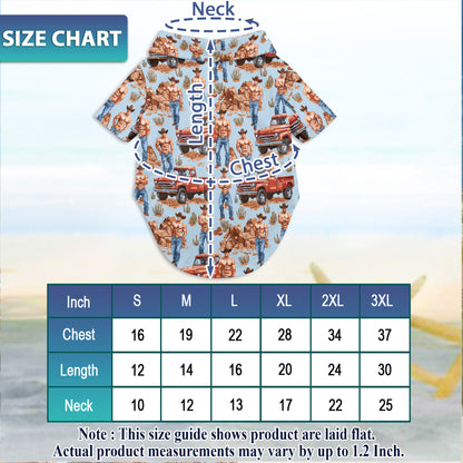 Netecom Matching Cowboy Vintage Western Hawaiian Shirt for Dog and Owner, Retro Aloha Summer Shirt, Western Print Outfit for Pet and Human, Beach Vacation Casual Wear