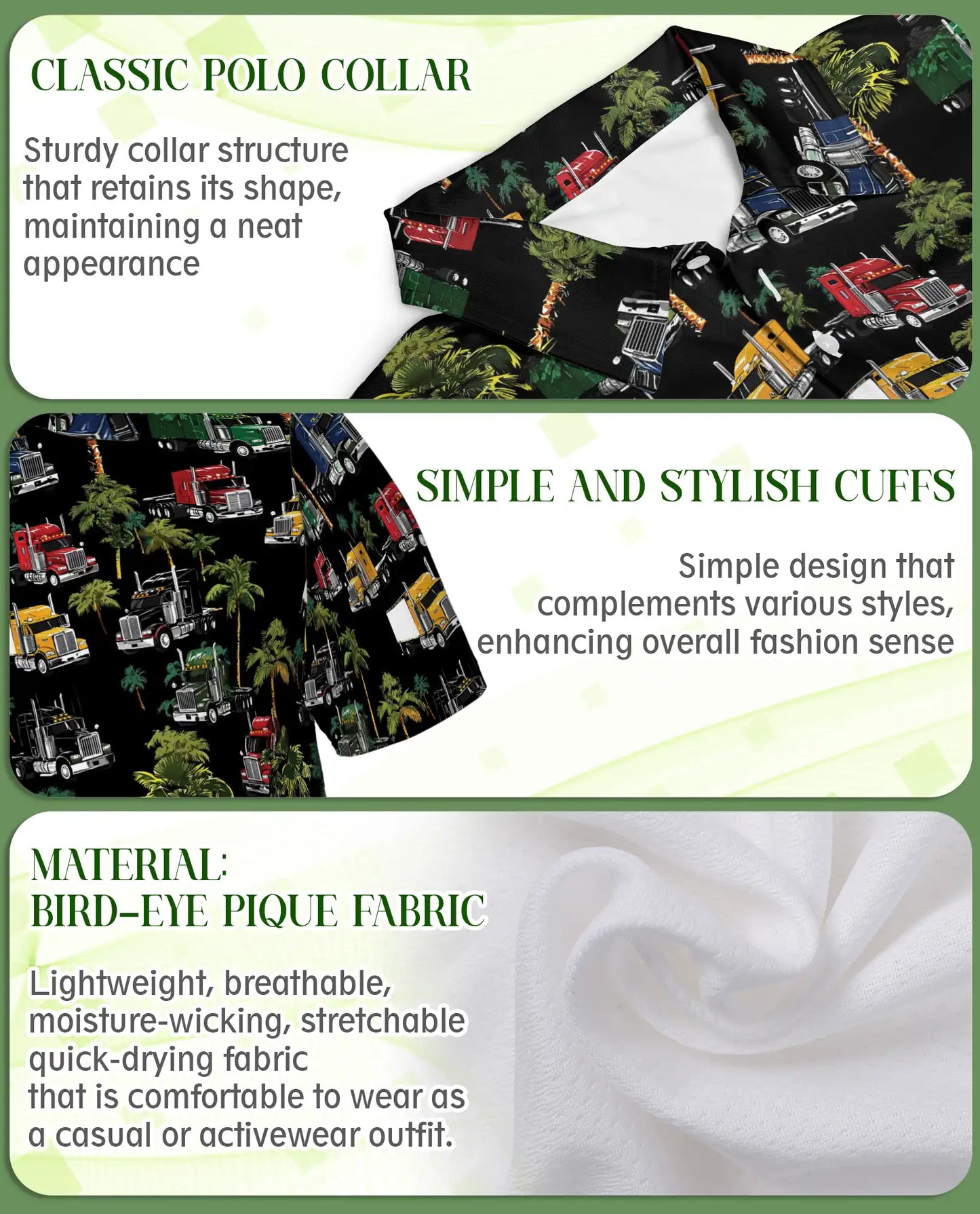 Truck Pattern Hawaiian Polo Shirt | Netecom