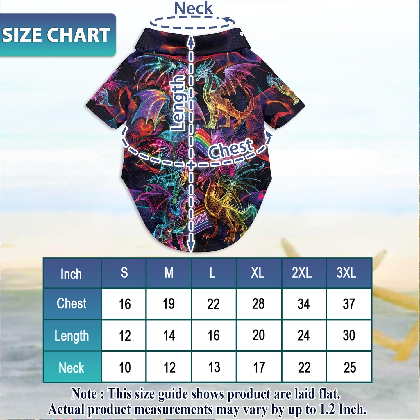 Netecom Matching Pride Dragon Aloha Hawaiian Shirt for Dog and Owner, Aloha Summer Shirt, Colorful Dragon Print Outfit for Pet and Human, Beach Vacation Casual Wear