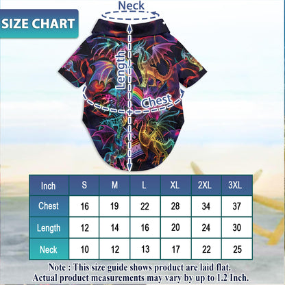 Netecom Matching Pride Dragon Aloha Hawaiian Shirt for Dog and Owner, Aloha Summer Shirt, Colorful Dragon Print Outfit for Pet and Human, Beach Vacation Casual Wear