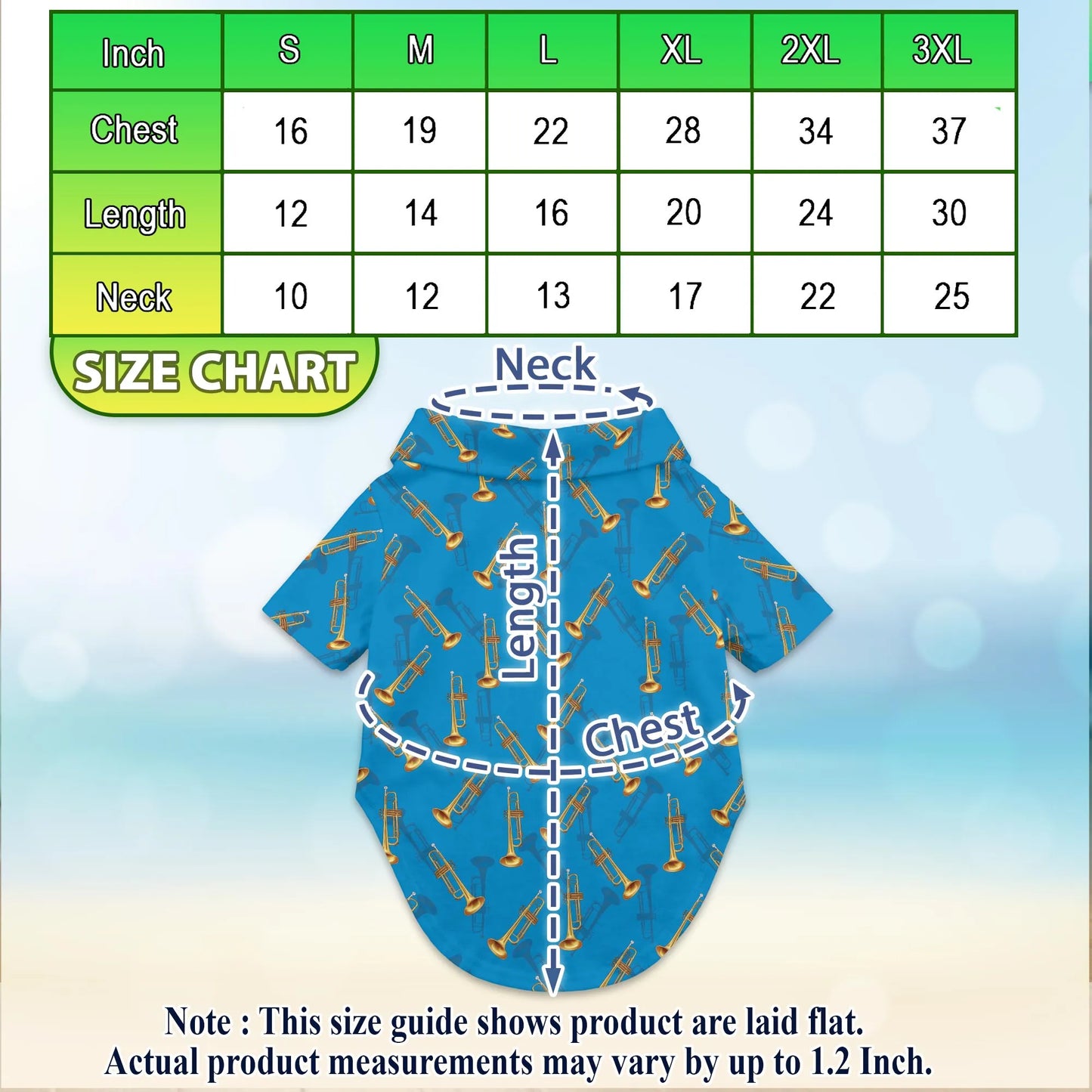 Trombone Pattern Print Hawaii Dog and Owner Matching Musical Instruments Button Shirts