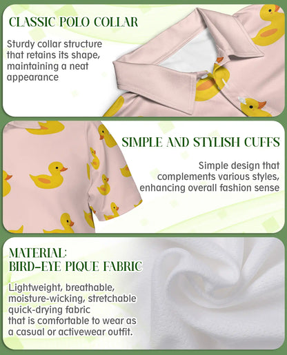Cute Rubber Duck 3D Polo Shirt for Men – Minimal Cartoon Style | Netecom