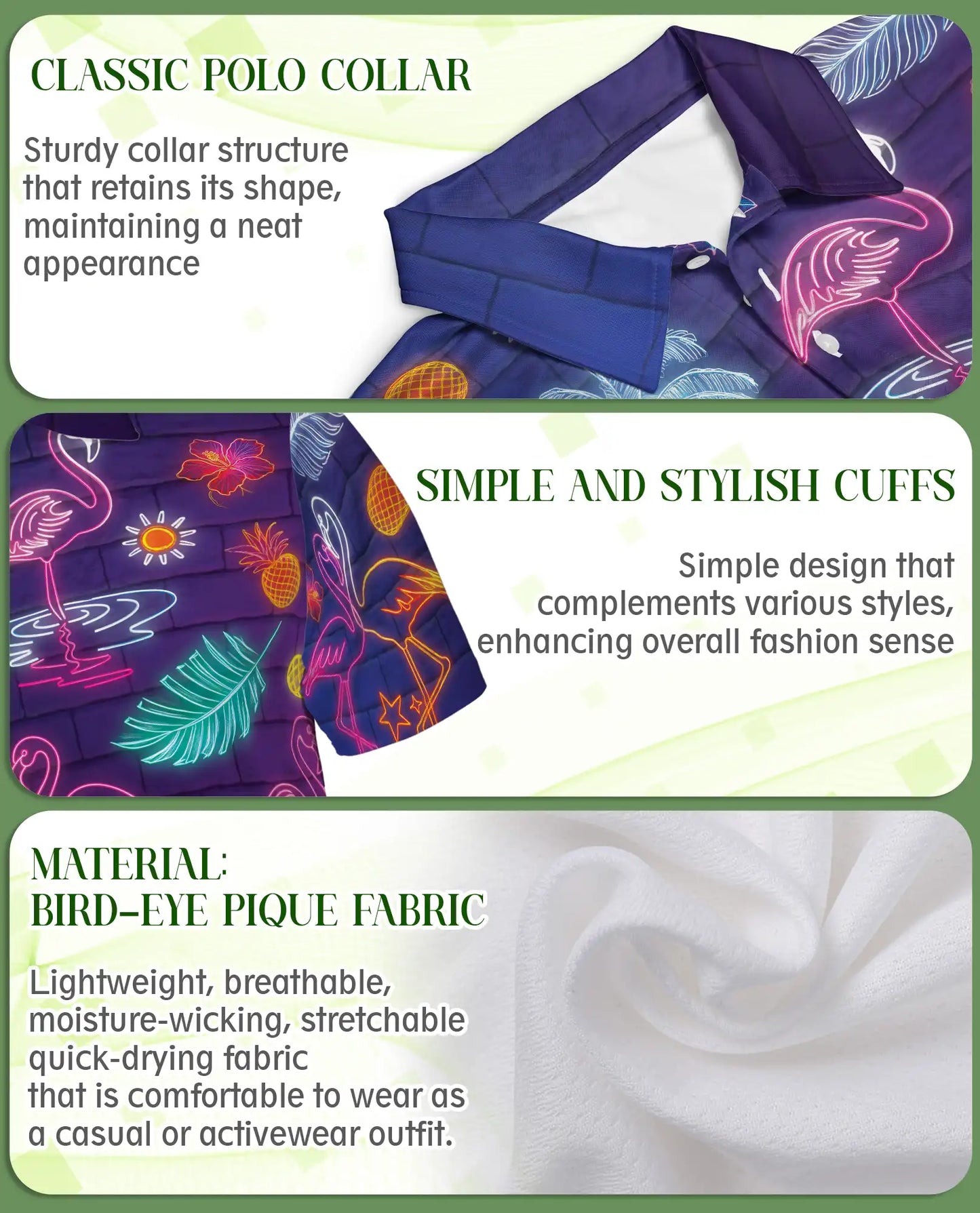 Neon Flamingo Polo Shirt – Tropical Night Print | Netecom