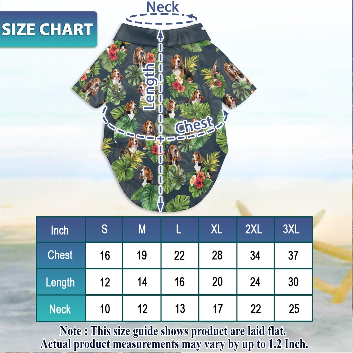 Netecom Matching Basset Hound Aloha Hawaiian Shirt for Dog and Owner, Aloha Summer Shirt, Funny Dog Print Outfit for Pet and Human, Beach Vacation Casual Wear