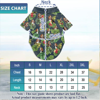 Netecom Matching Basset Hound Aloha Hawaiian Shirt for Dog and Owner, Aloha Summer Shirt, Funny Dog Print Outfit for Pet and Human, Beach Vacation Casual Wear