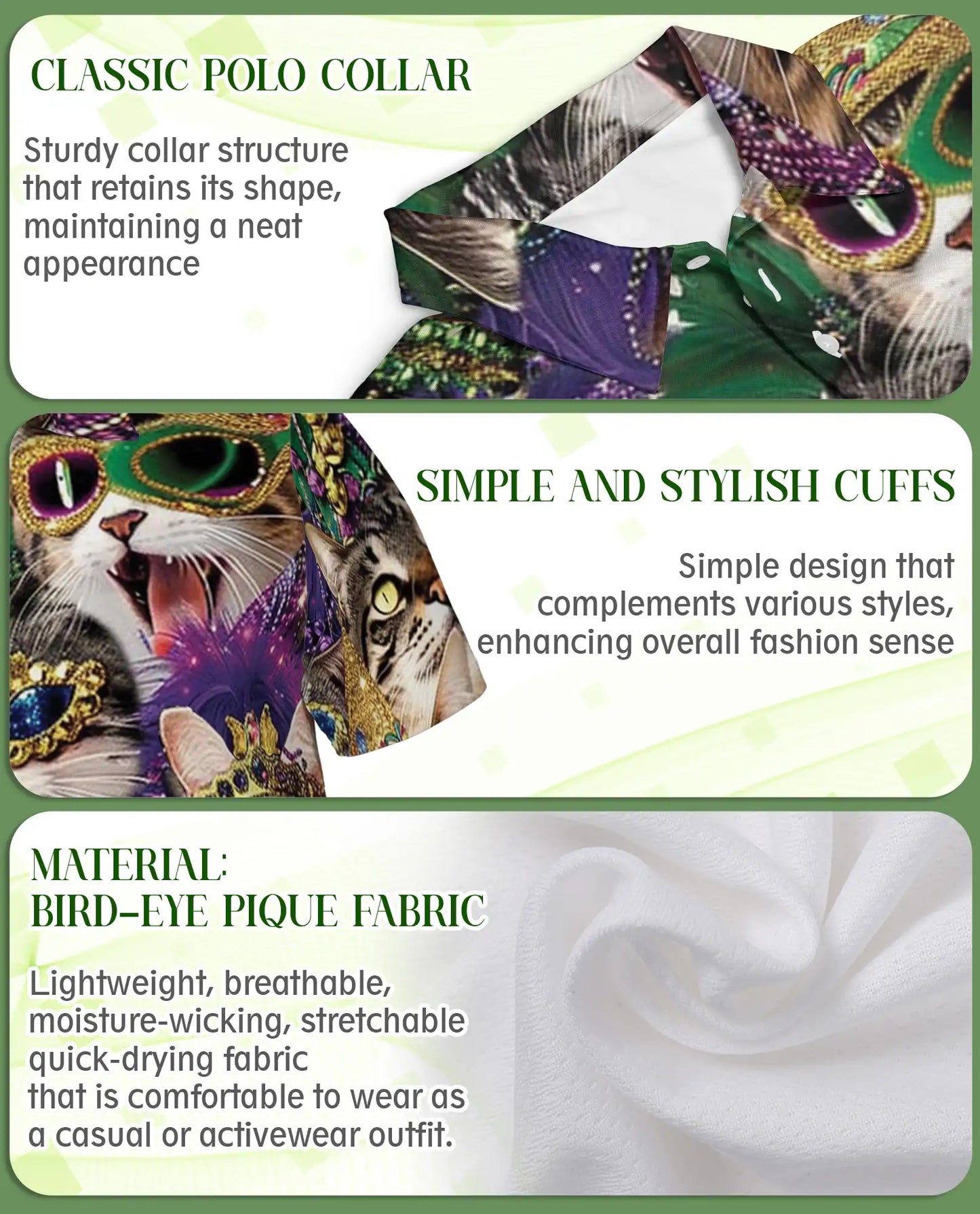 Mardi Gras Cat Mask Polo Shirt | Netecom