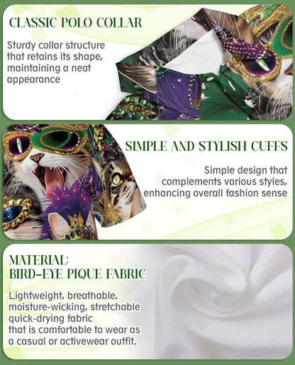 Mardi Gras Cat Mask Polo Shirt | Netecom