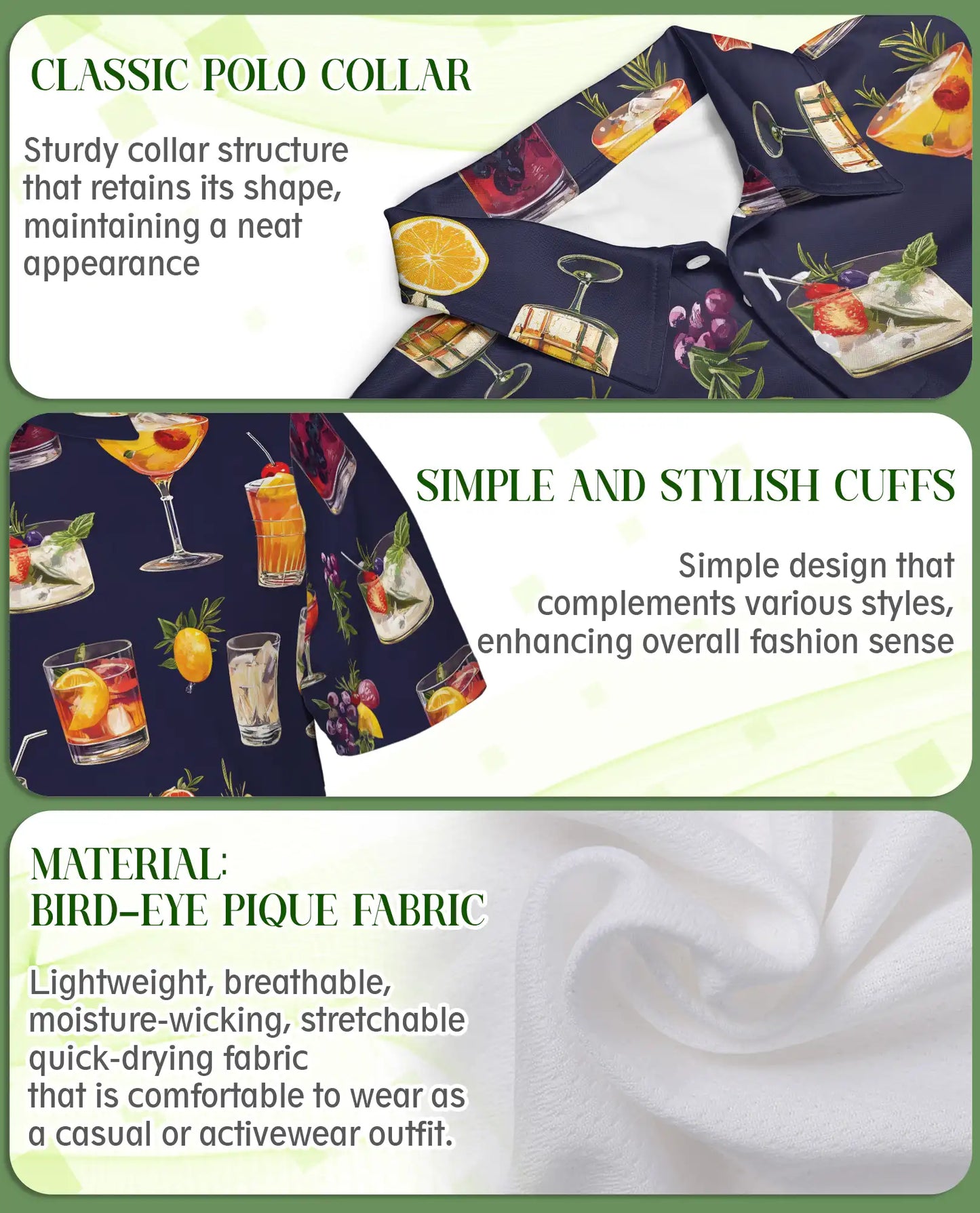 Cocktail Print Polo Shirt – Summer Drink Party Style | Netecom