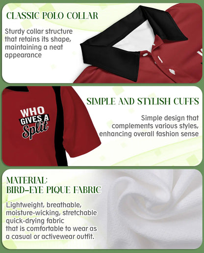 Funny Bowling 3D Polo Shirt for Men – Who Gives A Split Style | Netecom
